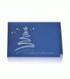 Karácsonyi képeslap - 155x105 mm - felfelé nyitható - kék és ezüstdombornyomású