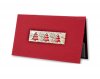Karácsonyi üdvözlőlap - 160x95 mm - felfelé nyitható - aranyozott, formastancolt borító - betétlap piros dombornyomással
