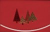 Karácsonyi üdvőzlőlap - 175x115 mm - felfelé nyitható - piros és óarany fólianyomással, mely domborítva van - a borító formastancolását követi a betétlap is