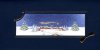 Karácsonyi üdvőzlőlap - 210x105 mm - felfelé nyitható - aranyozott, dombornyomású, ablakos borítóval - betétlap színes, aranyozott nyomtatású