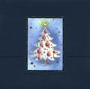 Karácsonyi üdvőzlőlap - 135x135 mm - felfelé nyitható, formastanccal záródó - elejére aranyozott, bélyegkivágású kártya kerül - betétlapos