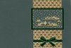 Karácsonyi üdvőzlőlap - 170x115 mm - oldalra nyitható - arany és zöld fólianyomású, formastancolt - betétlapos