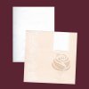 Esküvői meghívó - 150x150 mm - rózsaszín dombornyomású, fehér dombornyomott  - betétlap felfelé kihúzható - azonos papírból készült borítékkal