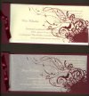 Esküvői meghívó - 215x100 mm - egylapos - bordó hátlappal és bordó nyomtatású pausz borítóval, bordó masnival - kérhető hozzá betétlap