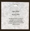 Esküvői meghívó - 145x145 mm - egylapos - ezüsttel nyomtatot hátsó lappal, a szöveg pauszpapírra kerül - szalaggal összeköthető