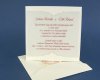 Esküvői meghívó - 130x130 mm - aranyozott dombornyomott borító, mely a formastancolásnál záródik - betétlapja szintén formastancolt, dombornyomott, melybe pauszpapír kerül