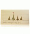 Karácsonyi üdvözlőlap - 180x100 mm - felfelé nyitható - redőzött kartonon arany és színváltó nyomtatással