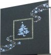 Karácsonyi üdvözlőkártya - 135x135 mm - oldalra nyitható - kék-ezüst fólianyomással, domborítva - betétlapos
