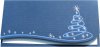 Karácsonyi üdvözlőkártya - 200x100 mm - felfelé nyitható - kék-ezüst fólianyomással, domborítva, formastancolással - betétlapos