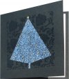 Karácsonyi üdvözlőkártya - 135x135 mm - oldalra nyitható - színtelen-kék-arany fólianyomással - betétlapos