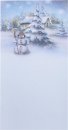 Karácsonyi üdvözlőkártya - 100x200 mm - egylapos - színes képpel - ezüstözéssel - domborítással