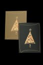 Karácsonyi képeslap - 105x150 mm - oldalra nyitható - arany és fekete papíron - arany-réz fólianyomással, domborítással - korlátozott példányban