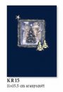 Karácsonyi üdvözlőkártya - LC/6 méret 110x155 mm - oldalra nyitható - aranyozott ablakos borító, színes nyomású betétlappal