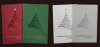 Karácsonyi képeslap - 105x150 mm - oldalra nyitható - fehér, zöld, alumínium, bordó színekben - színes fólianyomással, domborítva