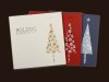 Karácsonyi képeslap - 130x130 mm - oldalra nyitható - bordó, kék, krém színekben - színes fólianyomással