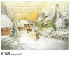   Karácsonyi képeslap - 155x110 mm - felfelé hajtható - aranyozott - kívül magyar-német-angol nyelvű köszöntő - belül fent a kép szürkeárnyalatban