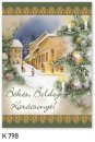  Karácsonyi képeslap - 110x155 mm - oldalra hajtható -  kívül magyar nyelvű köszöntő - belül üres