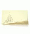 Karácsonyi üdvözlőlap - 180x100 mm - felfelé nyitható - ferde vágásnál arany nyomtatott díszítés, elején arany-ezüst grafika