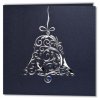 Karácsonyi üdvözlőlap - 135x135 mm - oldalra nyitható - sötétkék borító ezüst és kék díszítéssel - betétlapos