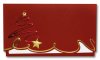 Karácsonyi üdvözlőlap - 155x95 mm - felfelé nyitható - piros formastancolt borító aranyés piros díszítéssel - betétlapos
