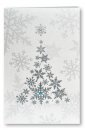 Karácsonyi üdvözlőlap - 100x150 mm - oldalra nyitható - gyöngyházfényű papíron szürke és ezüst díszítéssel, domborítással