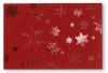 Karácsonyi üdvözlőlap - 150x100 mm - felfelé nyitható - piros bőrkarton borító - piros-színtelen díszítéssel - betétlapos
