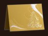   Karácsonyi üdvözlőlap - 150x105 mm - felfelé nyitható - arany színű gyöngyházfényű karton - ezüst és arany díszítéssel - domborítással