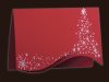     Karácsonyi üdvözlőlap - 150x105 mm - felfelé nyitható - piros karton - ezüst és piros díszítéssel -  hullámos formastancolással