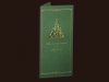  Karácsonyi üdvözlőlap - 100x210 mm - oldalra nyitható - zöld színű gyöngyházfényű papír - arany és sötétzöld díszítéssel - domborítással