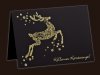   Karácsonyi üdvözlőlap - 160x105 mm - felfelé nyitható - fekete matt karton  - arany díszítéssel