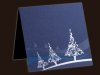    Karácsonyi üdvözlőlap - 130x130 mm - felfelé nyitható -  kék színű gyöngyházfényű karton - ezüst-kék-matt fólia díszítéssel