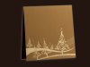     Karácsonyi üdvözlőlap - 130x130 mm - felfelé nyitható -  óarany színű gyöngyházfényű karton - arany és matt fólia díszítéssel