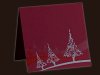    Karácsonyi üdvözlőlap - 130x130 mm - felfelé nyitható -  piros színű gyöngyházfényű karton - ezüst-piros-matt fólia díszítéssel 