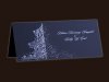   Karácsonyi üdvözlőlap - 200x90 mm - felfelé nyitható -  sötétkék  gyöngyházfényű karton - világoskék díszítéssel - domborítással
