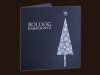    Karácsonyi üdvözlőlap - 130x130 mm - oldalra nyitható -  sötétkék  gyöngyházfényű karton - világoskék és ezüst  díszítéssel
