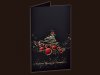      Karácsonyi üdvözlőlap - 100x155 mm - oldalra nyitható -  fekete matt karton - piros és arany díszítéssel, domborítással