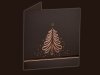    Karácsonyi üdvözlőlap - 130x130 mm - oldalra nyitható -  barna matt karton - réz és barna díszítéssel, domborítással