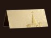  Karácsonyi üdvözlőlap - 200x90 mm - felfelé nyitható -  krém színű gyöngyházfényű karton - krém vakdomborral - arany díszítéssel
