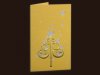  Karácsonyi üdvözlőlap - 100x155 mm - oldalra nyitható -  arany színű gyöngyházfényű karton - ezüst-arany és vakdombor díszítéssel, domborítással