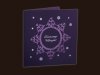    Karácsonyi üdvözlőlap - 130x130 mm - oldalra nyitható -  lila matt karton - sötét és világos lila díszítéssel