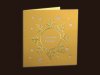    Karácsonyi üdvözlőlap - 130x130 mm - oldalra nyitható -  arany színű gyöngyházfényű karton - ezüst és arany díszítéssel