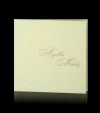 Esküvői meghívó - 140x140 mm - oldalra nyitható - fehér mintával nyomtatott pausz borító - betétlapos