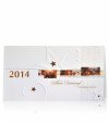       Karácsonyi képeslap - 180x100 mm - felfelé nyitható - fehér matt karton karácsonyi díszítéssel - óarany fólianyomással, domborítással