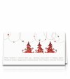      Karácsonyi képeslap - 180x100 mm - felfelé nyitható - fehér gyöngyházfényű karton - ezüst és piros fólianyomással