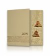 Karácsonyi képeslap - 135x135 mm - oldalra nyitható - világosbarna matt karton - arany és óarany fólianyomással