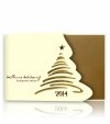  Karácsonyi képeslap - 150x105 mm - oldalra nyitható - krémszínű gyöngyházfényű karton - arany és óarany fólianyomással - barna betétlappal