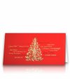    Karácsonyi képeslap - 180x100 mm - felfelé nyitható - kívül piros matt, belül fehér karton - arany és piros fólianyomással