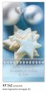 Karácsonyi képeslap - 105x210 mm - oldalra nyitható - ezüstözött  - kívül magyar nyelvű köszöntő - belül magyar-angol-német-francia nyelvű szöveggel