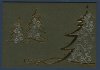  Karácsonyi képeslap - 148x105 mm - felfelé nyitható - méregzöld gyöngyházfényű karton - arany és ezüst fólianyomtatással, domborítva - betétlapos