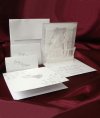     Esküvői meghívó - 160x160 mm - fehér gyöngyházfényű kartonra kerül a szöveg - erre ragasztható egy kinyitható, leporellós, átlátszó műanyag, mely kinyitáskor mesekönyvszerű